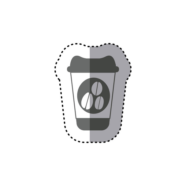 sticker monochrome silhouette glass disposable for hot drinks with lid - Vector, Image