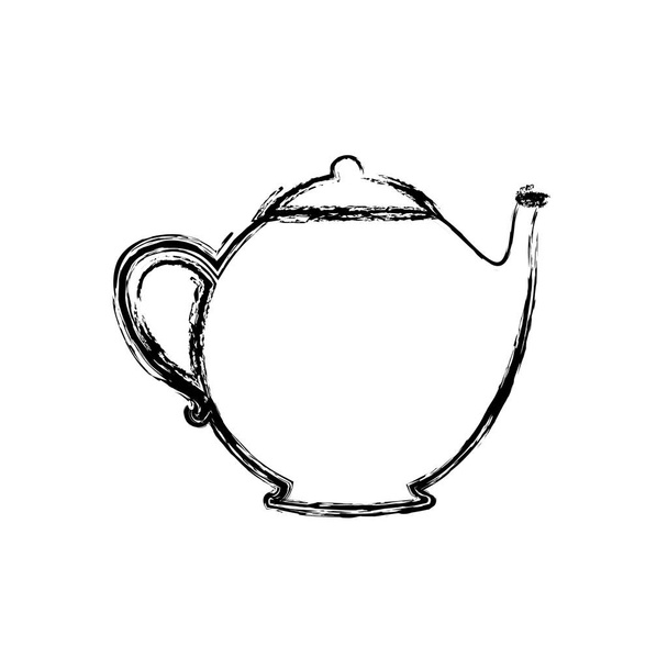 blurred silhouette teapot drink icon flat - Vetor, Imagem
