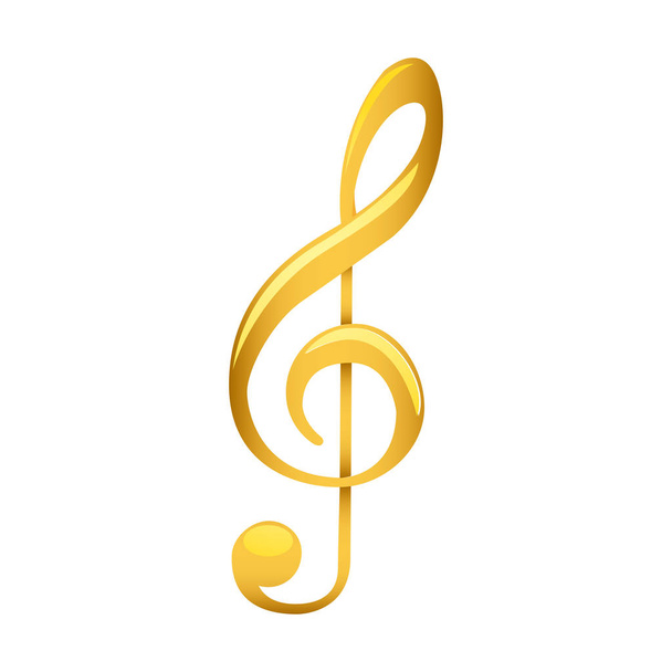 treble clef in golden with background white - Vektor, kép