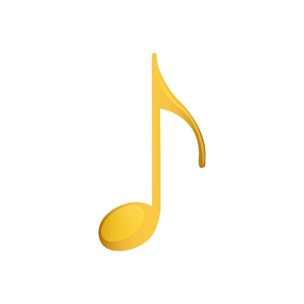 восьмая нота золотом с белым фоном
 - Вектор,изображение