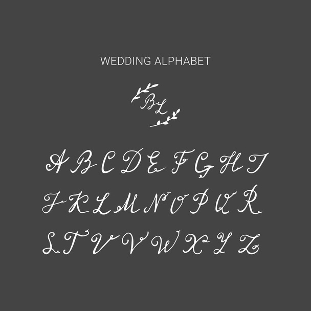 Alfabeto de casamento desenhado à mão
. - Vetor, Imagem