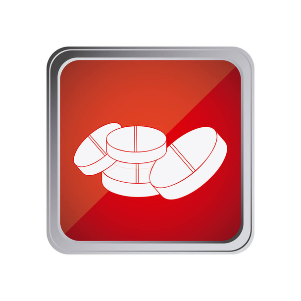 botón con pastillas con fondo rojo
 - Vector, Imagen