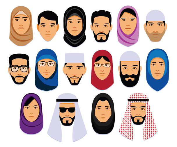 Set van verschillende Middle Eastern People - Vector, afbeelding