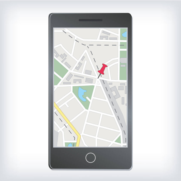 mobile gps navigation with map - Vector, Image