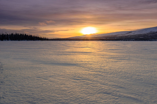 Winter landscape in Russian Lapland, Kola Peninsula - Fotó, kép