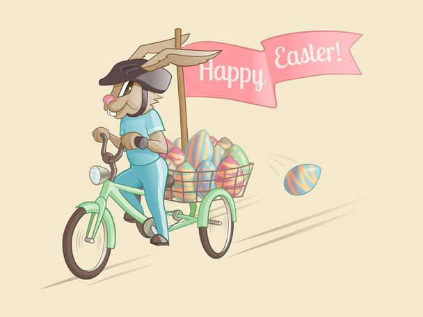 Rabbit-driver of Easter eggs - Vector, Image