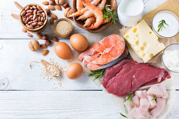 Wybór źródła białek i budowy jedzenie ciała - Zdjęcie, obraz