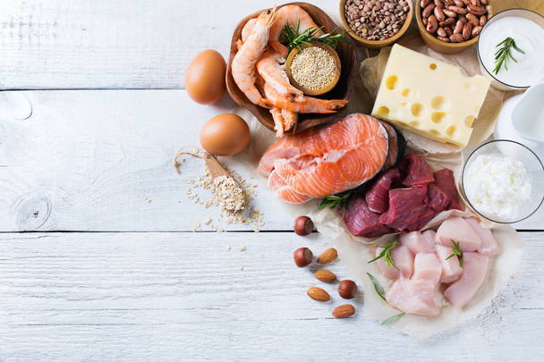 Ассортимент здоровых источников белка и пищевых продуктов для тела
 - Фото, изображение