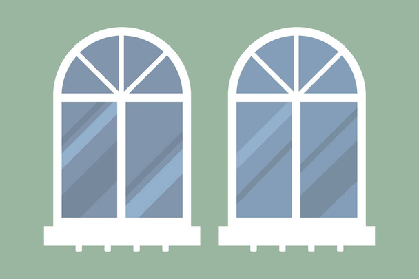 Ház windows elem típusú elszigetelt lapos stílusú belső ajtó dupla vázszerkezet és kortárs dekoráció apartman vektoros illusztráció. - Vektor, kép