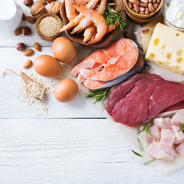Assortment of healthy protein source and body building food - Zdjęcie, obraz