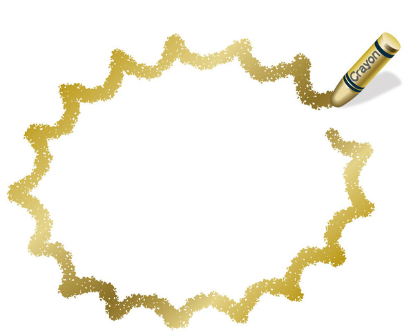 ゴールドのクレヨンで描いた金、ギザギザの楕円体メッセージ フレーム イラスト. - ベクター画像