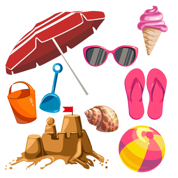 Set of summer things - Vector, Image