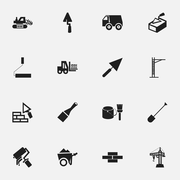 Set van 16 bewerkbare structuur iconen. Bevat symbolen zoals Mule, hijsen Machine, gerichte en meer. Kan worden gebruikt voor Web, Mobile, Ui en Infographic Design. - Vector, afbeelding