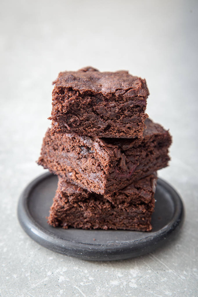 Homemade Delicious Chocolate Brownies. closeup chocolate cake - Photo, Image