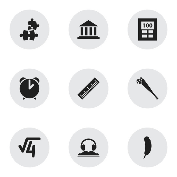 Set Of 9 Editable University Icons. Includes Symbols Such As Museum, Jigsaw, Calculator And More. Can Be Used For Web, Mobile, UI And Infographic Design. - Vector, Image