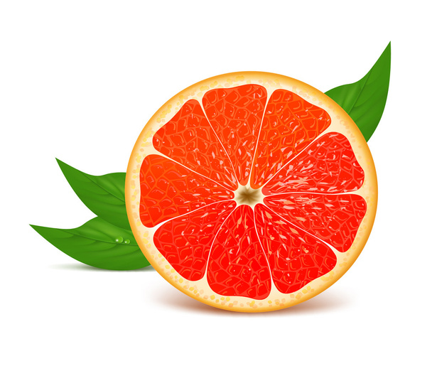 Half of orange with leaves - Вектор,изображение