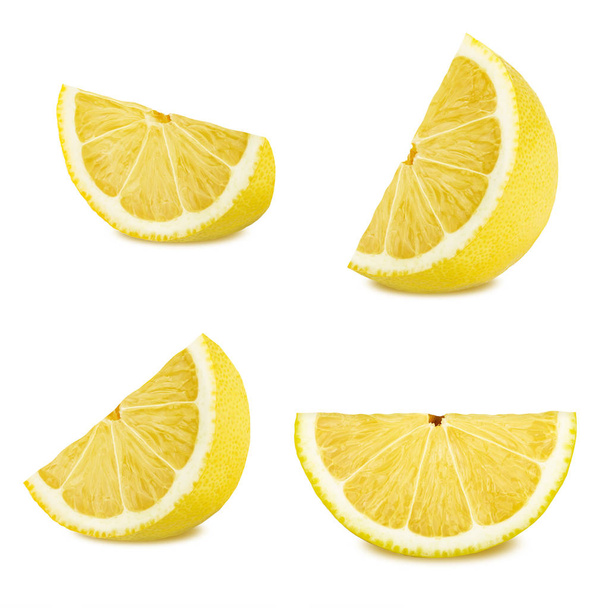 Lemon slices set isolated on white background - Fotoğraf, Görsel