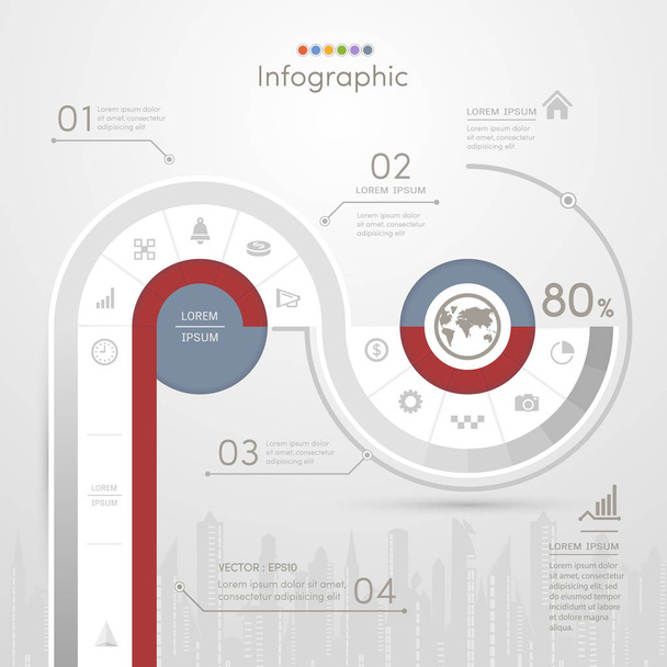 Szablon projektu infografiki z ikony biznesu, diagra procesu - Wektor, obraz