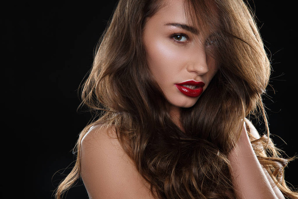 Sexy girl with red lipstick - Fotó, kép