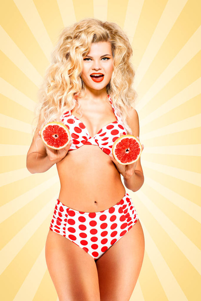 Bikini and grapefruit. - Valokuva, kuva