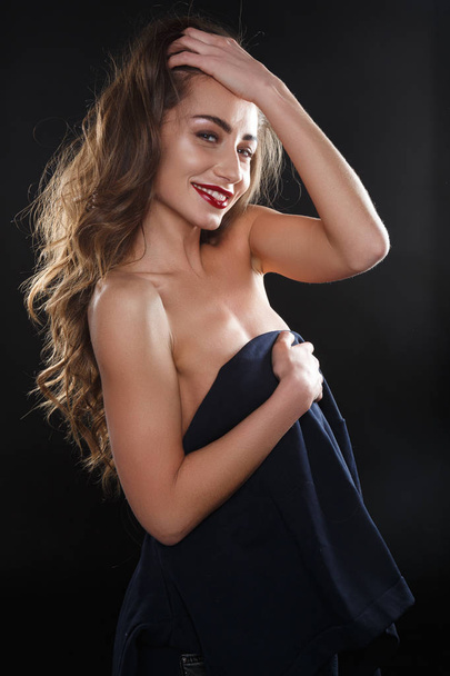 Sexy girl with red lipstick - Foto, Imagen