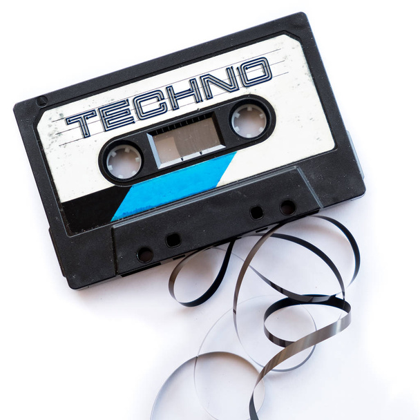 techno μουσική χορού μουσικά ύφη κασέτα ήχου ετικέτας - Φωτογραφία, εικόνα
