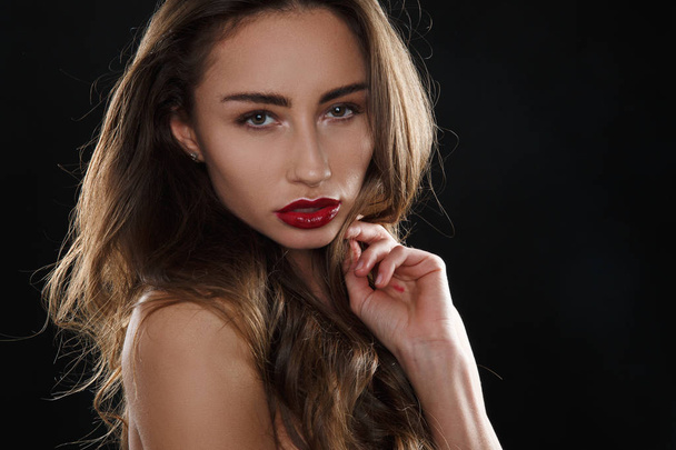 Sexy girl with red lipstick - Foto, Imagem