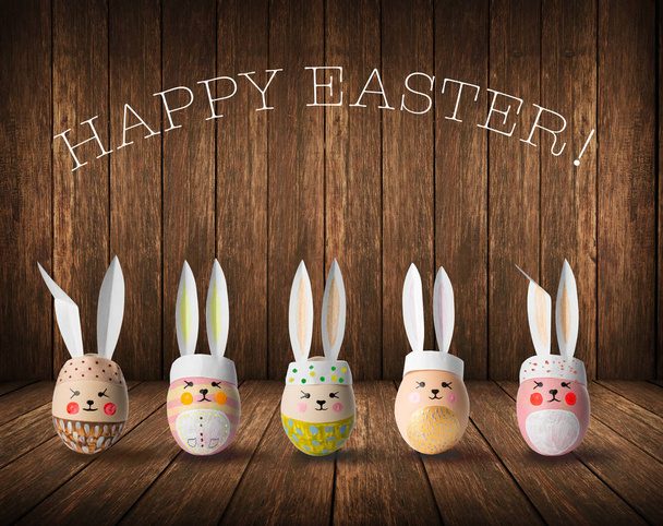 Happy Easter, Eggs, egg, hare, painted, holiday, smile, faces, E - Zdjęcie, obraz
