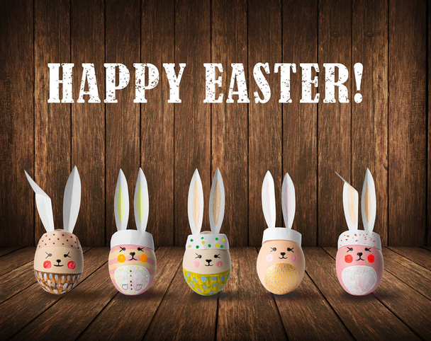Happy Easter, Eggs, egg, hare, painted, holiday, smile, faces, E - Φωτογραφία, εικόνα