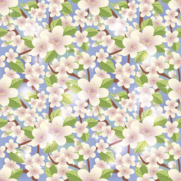 春花桜シームレス パターン、ベクトル イラスト - ベクター画像