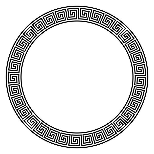 runde Mäanderrahmen, antikes europäisches Muster - Vektor, Bild