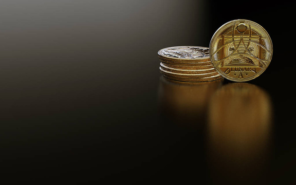 Golden coins on the black background - Фото, изображение