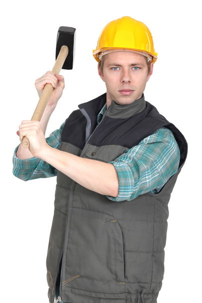 Worker with a sledgehammer - Fotoğraf, Görsel