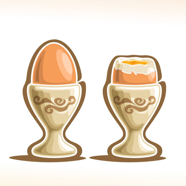 Vektoros illusztráció, puha főtt tojás tartó - Vektor, kép