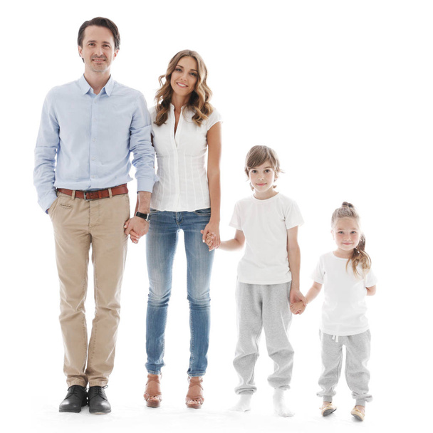 Happy family isolated on white background - Zdjęcie, obraz