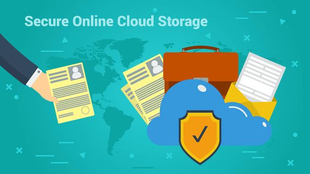 Business Banner - Secure Online Cloud Storage - Vector, Image