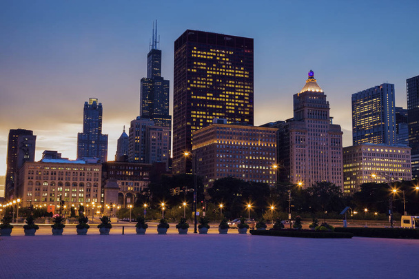 Скайлайн Чикаго на закате
 - Фото, изображение