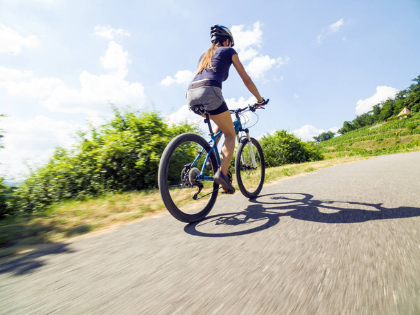 Young Woman On Mountain Bike - Foto, Imagen