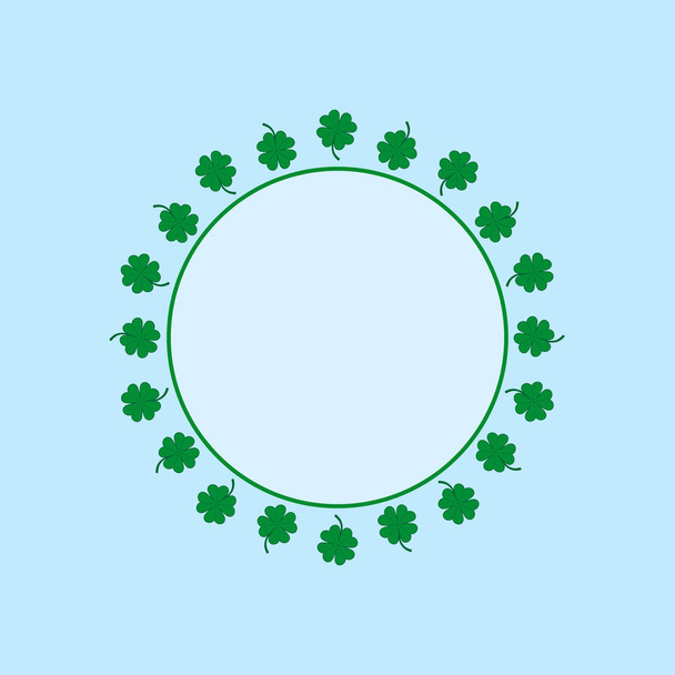 Πλαίσιο του κύκλου με πράσινο τριφύλλι τεσσάρων φύλλων - Διάνυσμα, εικόνα