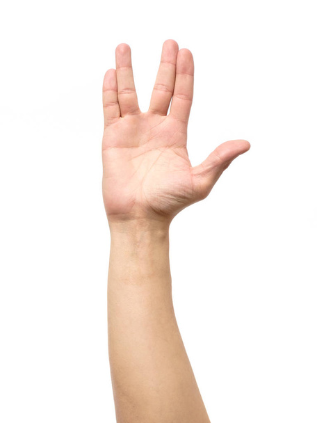 Male hand showing Vulcan Salute isolated - Foto, Imagem