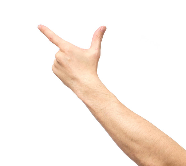 Closeup of male hand pointing isolated - Photo, Image