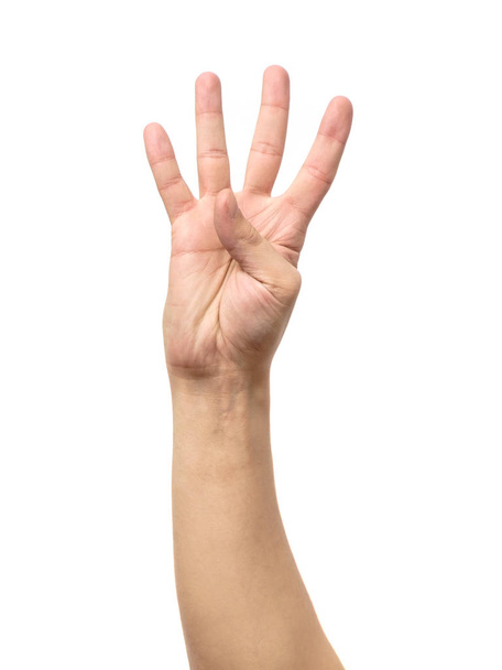 Counting hand sign isolated on white - Foto, afbeelding