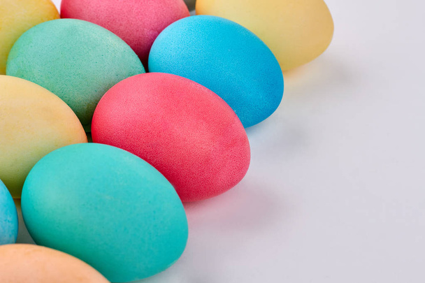 Painted eggs on white background. - Photo, Image