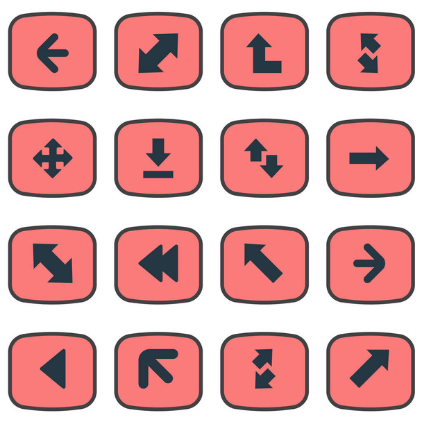Vektor Illustration Set einfacher Indikatorsymbole. Elemente kreuzen Zeichen, links-oben, Zeiger und andere Synonyme kreuzen Richtungspfeile, Richtung und rechts. - Vektor, Bild