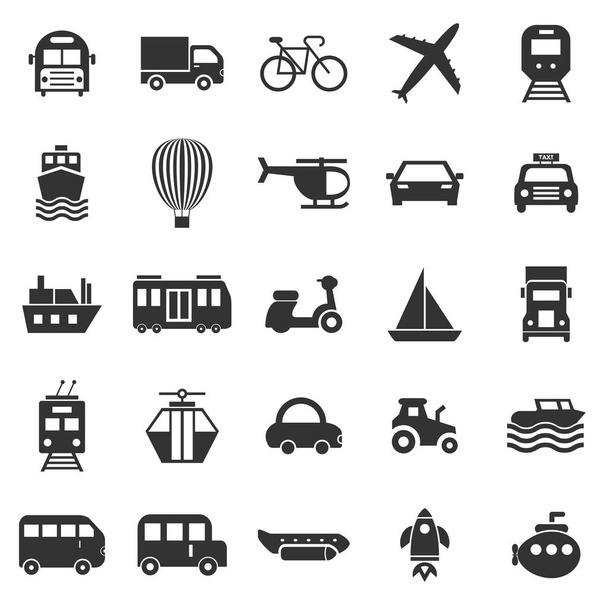 Iconos de transporte sobre fondo blanco
 - Vector, Imagen