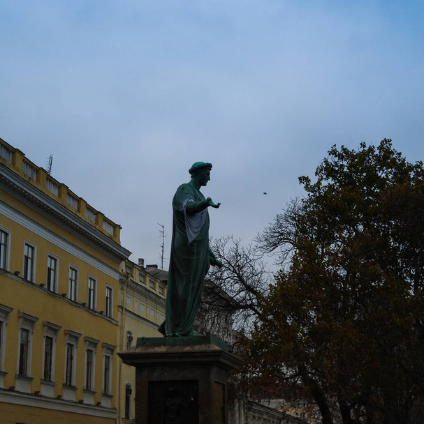 Funny view to statue of duke de Richelieu, Odessa, Ukraine - Photo, Image