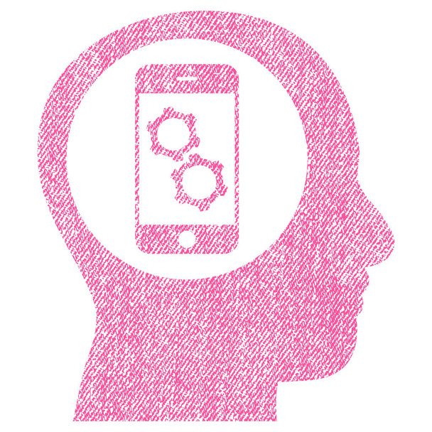Smartphone Mind Control Fabric Textured Icon - Vektör, Görsel
