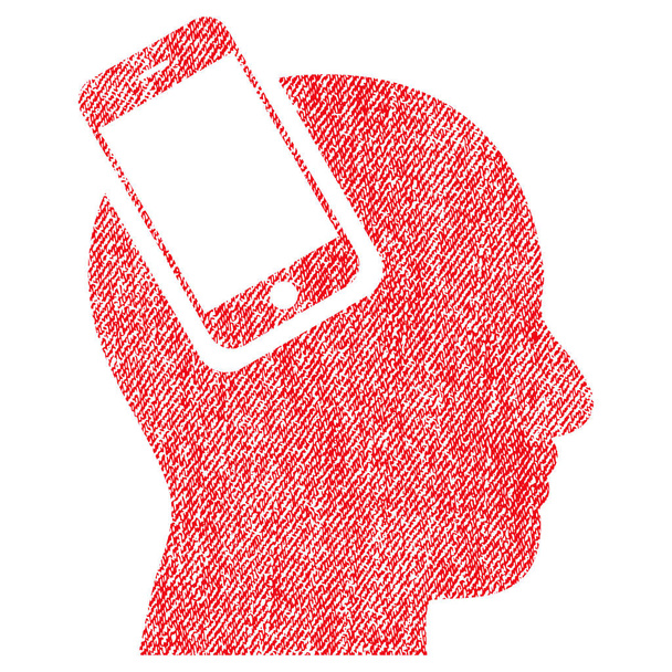 Smartphone Head Integration Fabric Textured Icon - ベクター画像