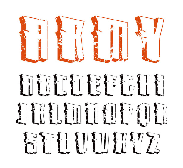 Sanserif διακοσμητική γραμματοσειρά σε στρατιωτικό στυλ - Διάνυσμα, εικόνα