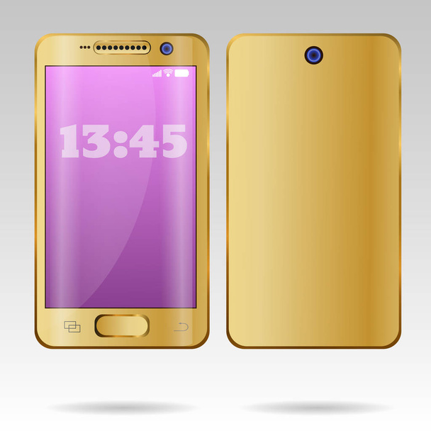 Realistic smartphone gold back and front view vector eps 10  - Вектор,изображение
